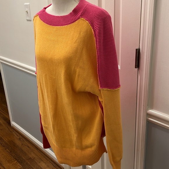 REVERSIBLE TUNIC SWEATER - PINK ORANGE RED - LONG SLEEVE ONE SIZE - Picture 4 of 4